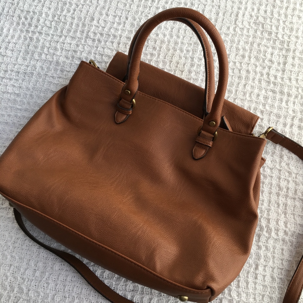 Merona Cognac Crossbody Satchel Handbag - Picture 7 of 7